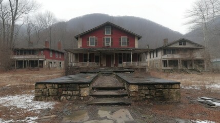 Abandoned Mountain Resort in Winter