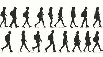 Fototapeta premium Diverse people walking city street, commuting, urban background, stock photo