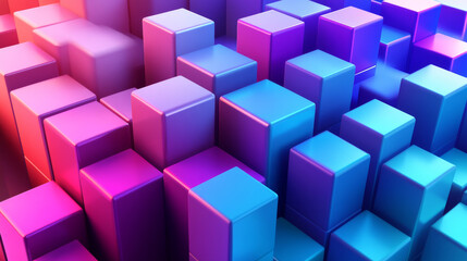 Fototapeta premium abstract violet and blue modern columns cube pillars 3d render illustration