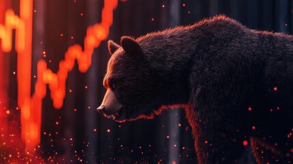 The falling crypto and the stock markets. The beginning of the bear season. The red candles went down. Financial crisis and liquidation. Graph of a downward trend in the stock market.