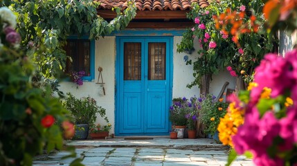 Fototapeta premium Discover the charm of traditional Turkish village houses on the beautiful island of Gökçeada.