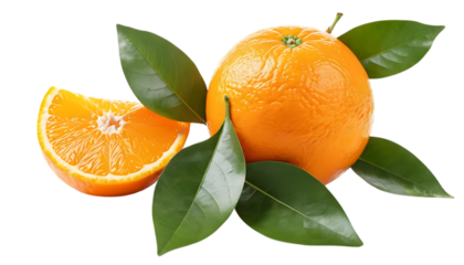Orange with leaves brightens the day