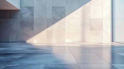 Fototapeta premium modern abstract architectural pattern wall with stone tiled floor 3d render illustration