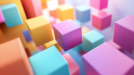 Obraz premium Abstract modern futuristic boxes cubes background 3d render illustration with empty blank copy space