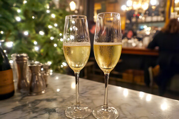two glasses of champagne cling cling