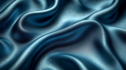 Fototapeta premium Luxurious deep blue silk fabric with elegant folds and sheen in soft lighting