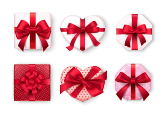 Realistic gifts with satin bows for decoration