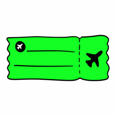 Sticker on the theme of travel with an image of an airplane ticket.