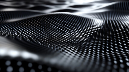 Abstract modern futuristic wallpaper black dark glossy shiny surface triangles with metallic wire mesh 3d render illustration