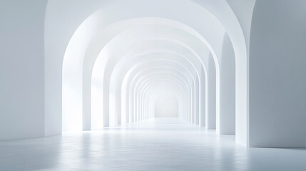 Obraz premium A White Tunnel With White Walls and a White Floor 3d render illustration. 3D Illustration