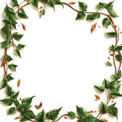 A beautiful frame made of vibrant green ivy leaves and delicate branches, perfect for presentations, invitations, or artistic displays, adding a touch of nature and elegance.