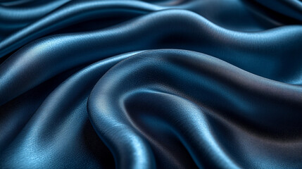 Fototapeta premium Soft blue satin fabric with waves and folds showcasing elegance and texture