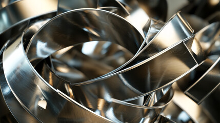 abstract arrows in cycle metal steel reflection modern design recycle reuse sustainability 3d render illustration