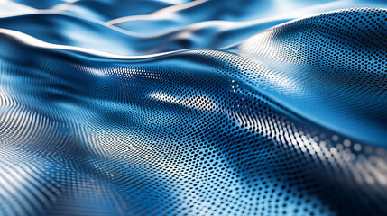 Fototapeta premium Abstract blue metal modern wave surface background texture 3d rendering illustration
