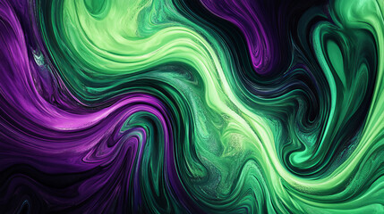 Obraz premium Abstract colourful green and violet curves background illustration 2d rendering