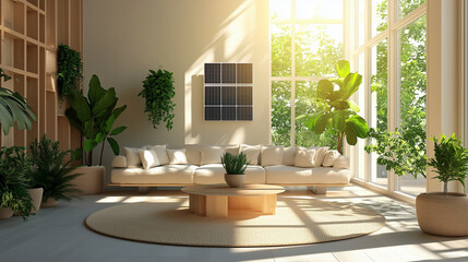 The sustainable living concept with a minimalist home.