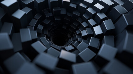 abstract dark squares forming a ring spiral structure illustration 3d render illustration