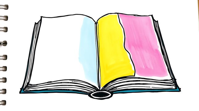 Open book with colorful pages representing creativity and inspiration in learning