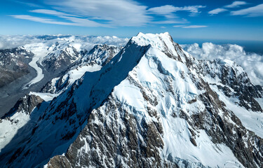 Snow mountain peak landscape. Snow covered peak in mountains