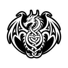Fototapeta premium Ancient dragon icon in filled style