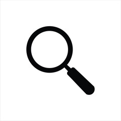 Magnifying glass icon with simple black and white design for clear visibility