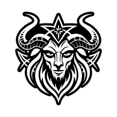 A filled style icon of horned god symbol