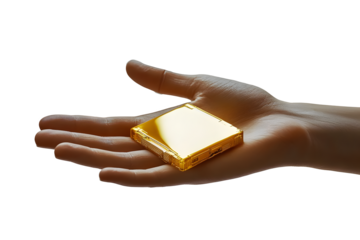 Hand gold white background electronics.