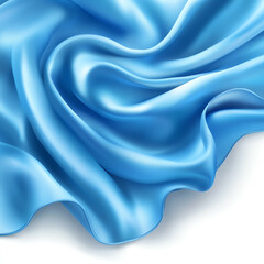 Obraz premium A smooth blue silk fabric draped elegantly, showcasing its glossy texture and soft waves. Ideal for backgrounds, textile design, or fashion imagery.