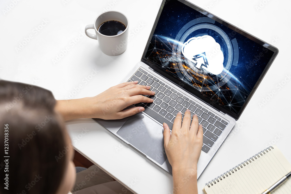 Poster cloud computing software for brisk remote work and personal data storage