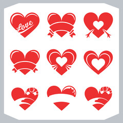 Heart and Love Symbols Vector Silhouettes for Romantic Graphics