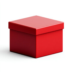A vibrant red box with a smooth surface and a lid, perfect for gift packaging, storage solutions, or display purposes. Ideal for various creative and commercial applications.