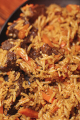 delicious pilaf with beef, beautiful food