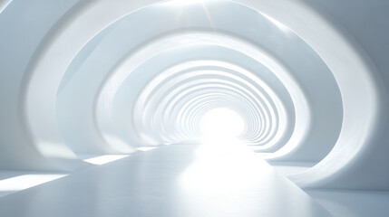 Fototapeta premium White Tunnel With Light Illumination 3d render illustration. 3D Illustration