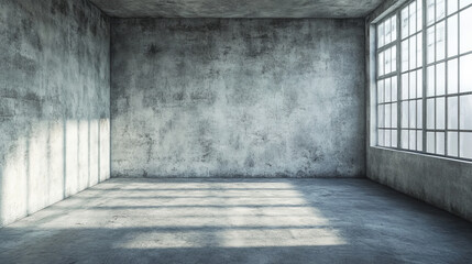 An Empty Room With Concrete Walls and Floors 3d render illustration. 3D Illustration
