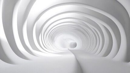 Fototapeta premium Close up of white tunnel with lines 3d render illustration. 3D Illustration