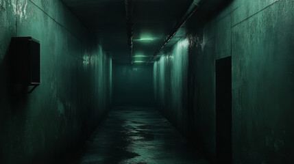 abstract dark underground basement hall room with artificial lighting 3d rendering illustration