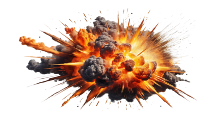 Realistic fiery explosion with colorful streaks png