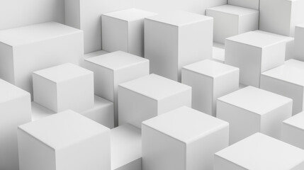 Obraz premium abstract white cubes minimalistic pattern 3d render illustration