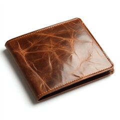 A close-up view of a stylish brown leather wallet, showcasing unique textures and details. A perfect accessory for everyday use, epitomizing elegance and functionality.