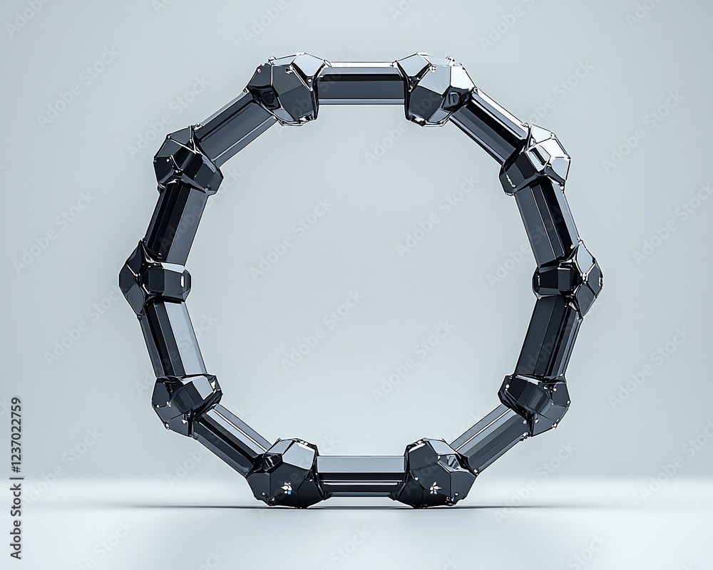 Poster abstract metallic octagonal ring structure.