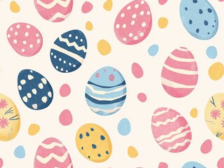 Seamless pattern of colorful Easter eggs with minimalistic design