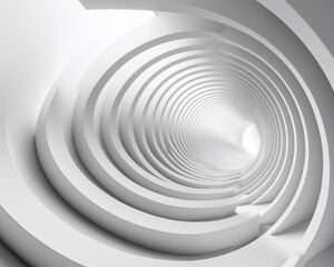 Fototapeta premium Abstract white concentric circles tunnel.