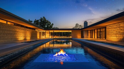 A calm pool reflecting the night sky