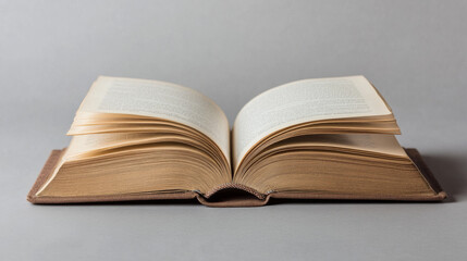 Fototapeta premium Blank empty opened book isolated on grey 3d render illustration