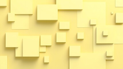 Abstract Pastel Yellow Geometric Cube Shapes Background