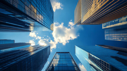 Fototapeta premium abstract big city sky scraper architecture background 3d render illustration