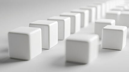 white abstract card blocks domino concept background 3d render illustration