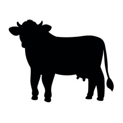 Cow silhouette isolated on white background. Ideal for agriculture, farming, livestock, dairy and rural concepts.