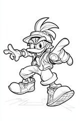 Fototapeta premium A dynamic cartoon character with a sporty outfit, confidently striking a pose and ready for action.