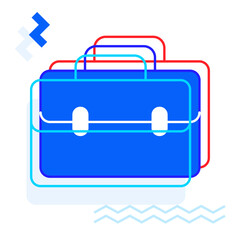 Briefcase. Business and finance icon for web, print, banner. Vector linear illustration icons infographics.